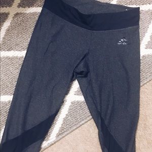Adidas Gray and Black Capri Leggings with Mesh
